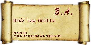 Brázay Anilla névjegykártya